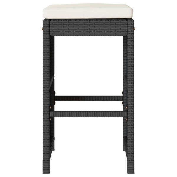 vidaXL Tabourets de bar jardin coussins lot de 2 noir r&eacute;sine tress&eacute;e
