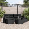 vidaXL Salon de jardin 7 pcs avec coussins noir r&eacute;sine tress&eacute;e