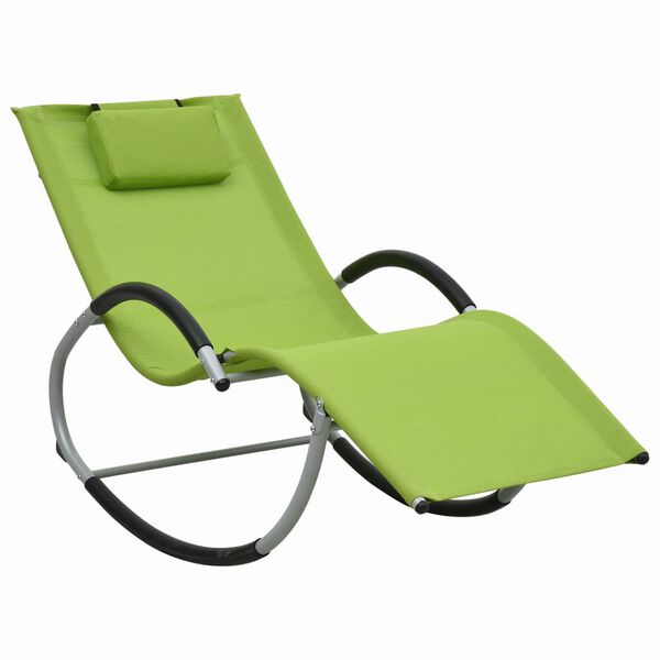 vidaXL Chaise longue avec oreiller Vert Textil&egrave;ne