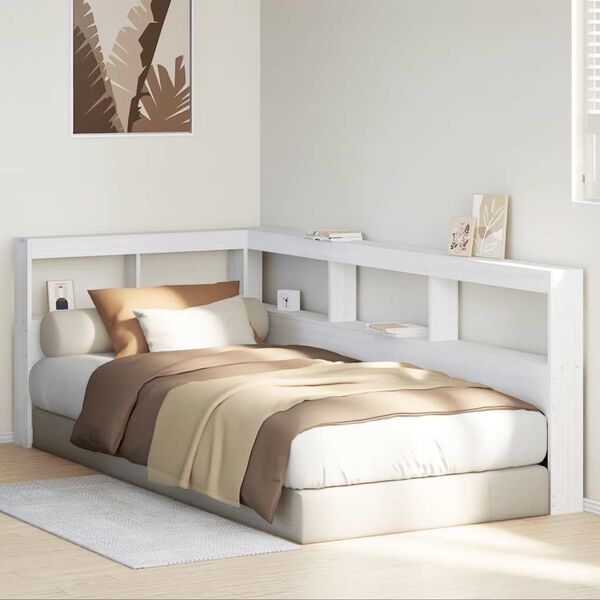 vidaXL T&ecirc;te de lit de biblioth&egrave;que en forme de L bois massif de pin