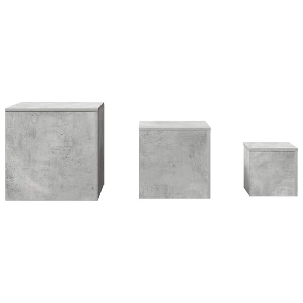 vidaXL Tables d'appoint 3 pcs Gris béton Bois d’ingénierie