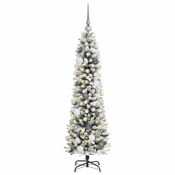 vidaXL Sapin de Noël artificiel Blanc 150 cm PVC, métal et plastique