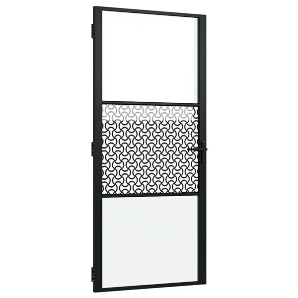 vidaXL Porte intérieure Noir 93 x 201.5 cm Verre trempé et Aluminium