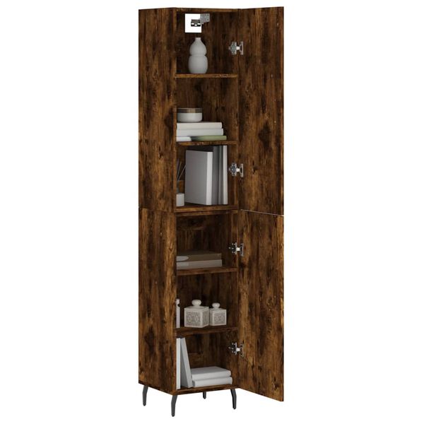 vidaXL Buffet haut Ch&ecirc;ne fum&eacute; 34,5x34x180 cm Bois d'ing&eacute;nierie