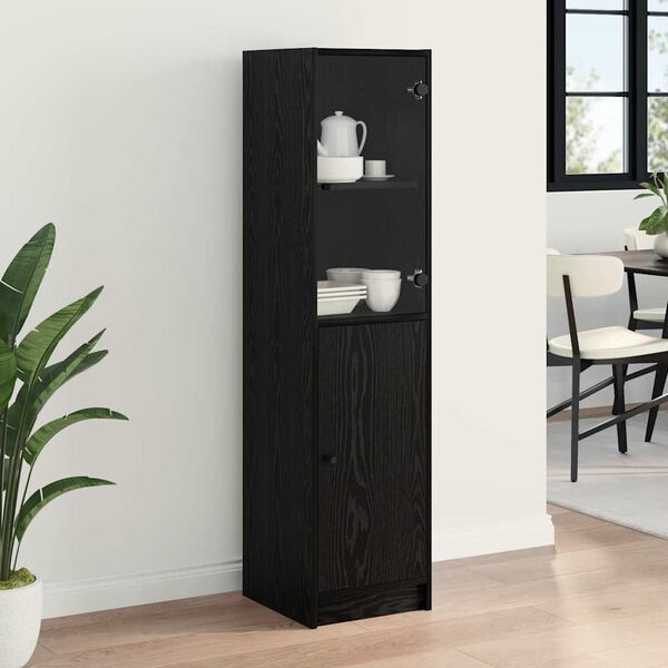 vidaXL Haut Armoire Ch&ecirc;ne noir 35 x 37 x 142 cm Bois d'ing&eacute;nierie