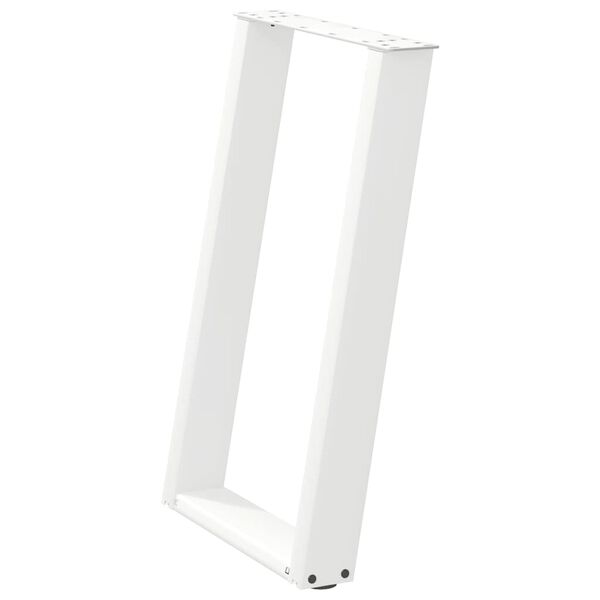 vidaXL Pieds de table &agrave; manger en U, 2 pi&egrave;ces, blanc, 50 x (72-73) cm, acier