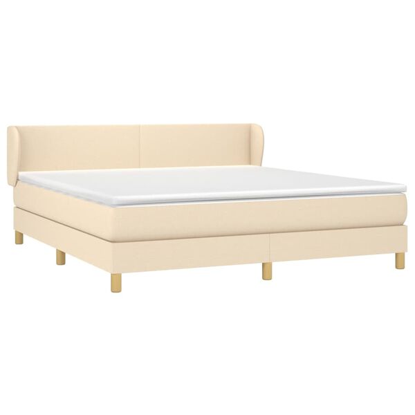 vidaXL Sommier &agrave; lattes de lit avec matelas Cr&egrave;me 180x200 cm Tissu