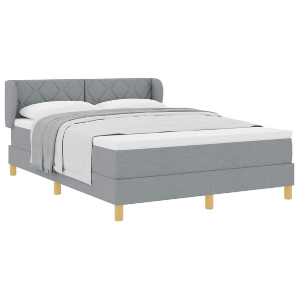 vidaXL Lit &agrave; ressorts avec matelas Gris clair 160 x 200 cm tissu