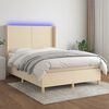 vidaXL Sommier &agrave; lattes de lit matelas et LED Cr&egrave;me 140x190 cm Tissu