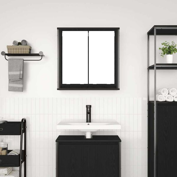 vidaXL Armoire murale de salle de bain miroir ch&ecirc;ne noir 60x21x60 cm