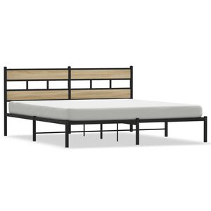 vidaXL Cadre de lit en m&eacute;tal sans matelas ch&ecirc;ne sonoma 180x200 cm