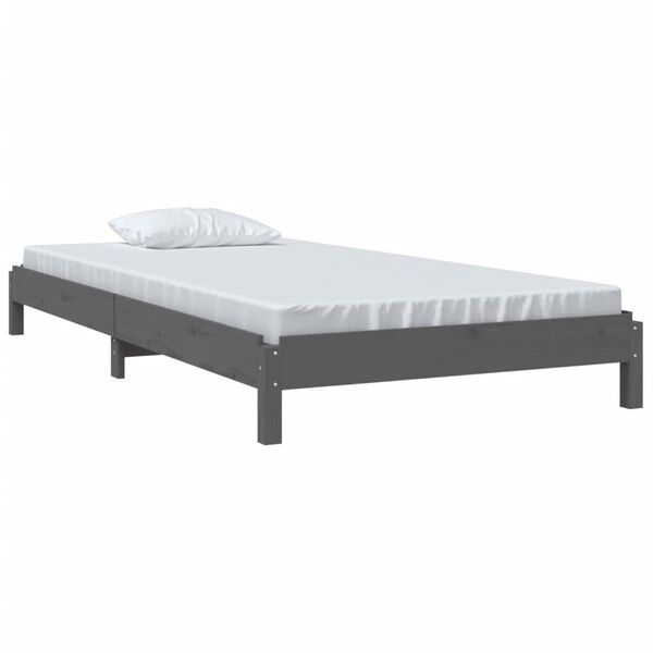 vidaXL Lit empilable sans matelas gris 75x190 cm bois de pin massif