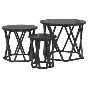 vidaXL Table d'appoint empilable 3 pcs Ch&ecirc;ne noir