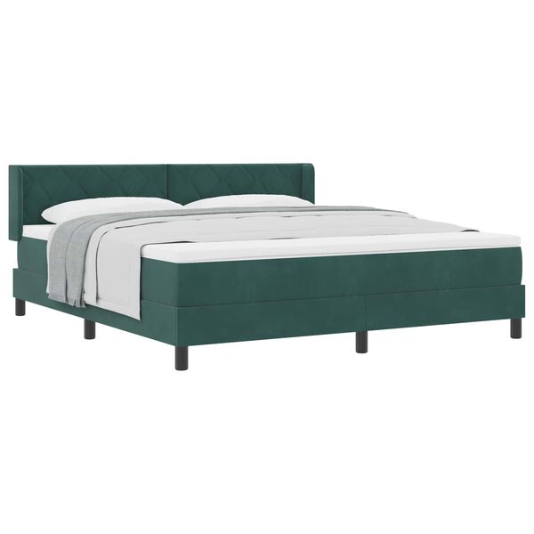 vidaXL Lit &agrave; ressorts avec matelas Vert fonc&eacute; 200 x 180 cm Polyester