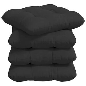 vidaXL Coussins de si&egrave;ge 4 pc Tissu en microfibre Noir 40 x 40 cm