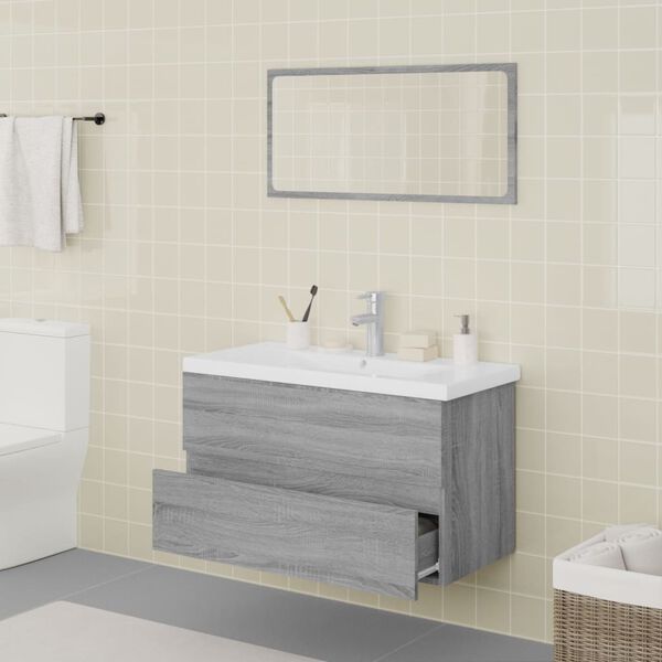 vidaXL Meubles de salle de bain Sonoma gris Bois d'ingénierie