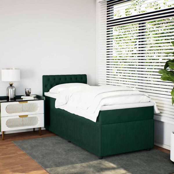 vidaXL Sommier &agrave; lattes de lit avec matelas Vert fonc&eacute; 90x190 cm