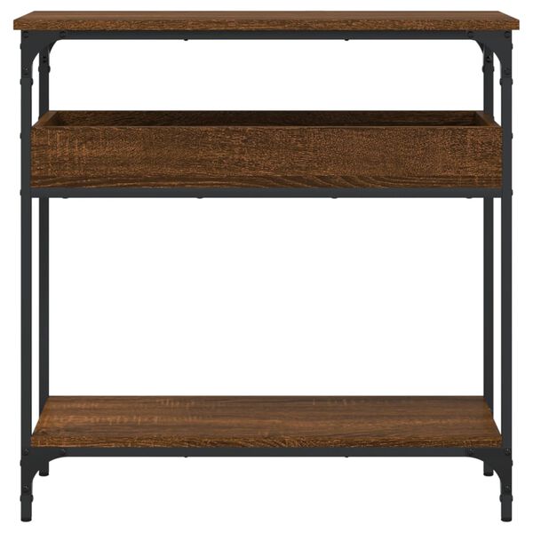 vidaXL Table console avec &eacute;tag&egrave;re ch&ecirc;ne marron 75x29x75 cm