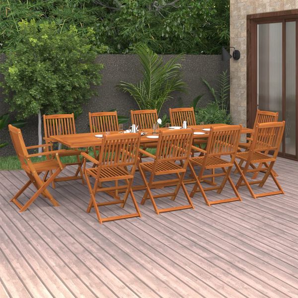 vidaXL Ensemble &agrave; manger de jardin 11 pcs 280x90x75 cm bois d'acacia