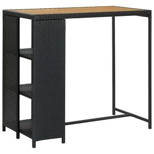 vidaXL Table de bar avec rangement Noir 120x60x110 cm R&eacute;sine tress&eacute;e