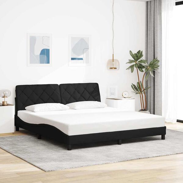 vidaXL Cadre de lit sans matelas noir 180x200 cm tissu