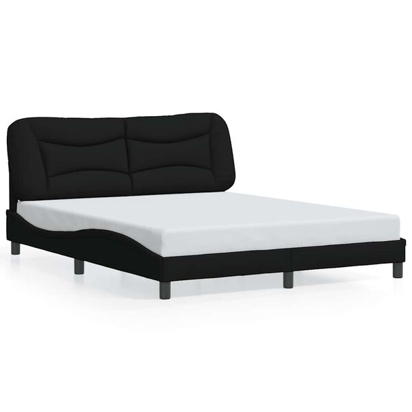 vidaXL Cadre de lit sans matelas Hvar noir 160x200 cm tissu