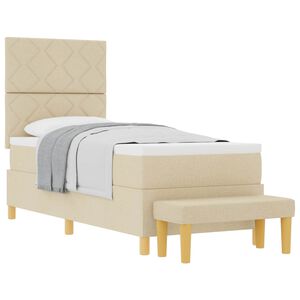 vidaXL Lit &agrave; ressorts avec matelas Cr&egrave;me 80 x 200 cm tissu