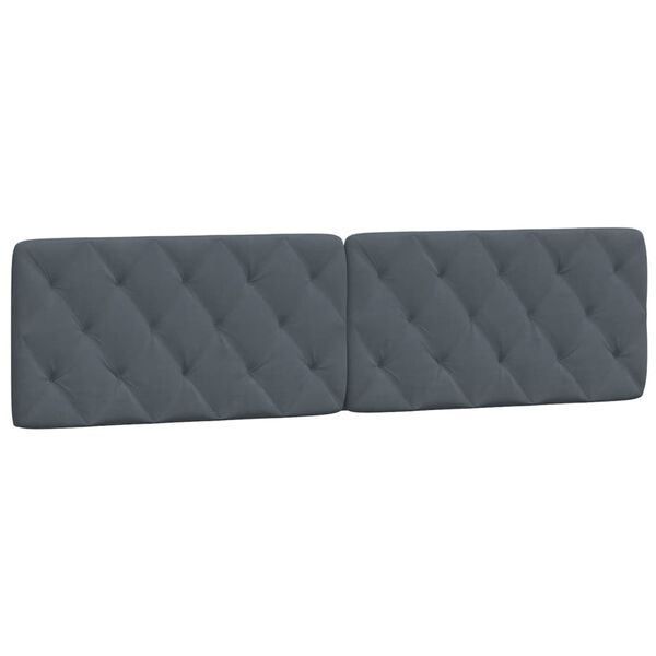 vidaXL Coussin de t&ecirc;te de lit gris fonc&eacute; 200 cm velours