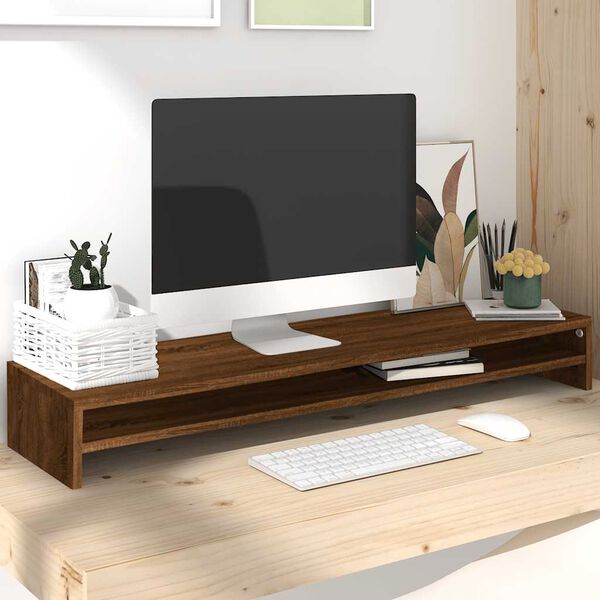 vidaXL Support de moniteur Ch&ecirc;ne marron 100x24x13 cm Bois d'ing&eacute;nierie
