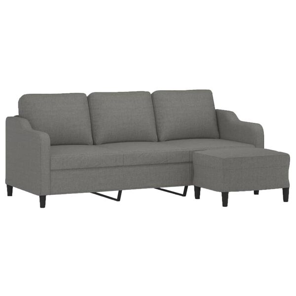 vidaXL Canap&eacute; &agrave; 3 places avec repose-pieds Gris fonc&eacute; 180 cm Tissu
