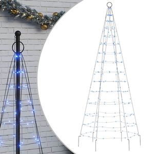 vidaXL Sapin de No&euml;l &agrave; LED sur m&acirc;t de drapeau 200 LED bleu 180 cm