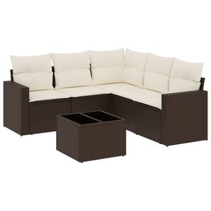 vidaXL Salon de jardin avec coussins 6 pcs marron r&eacute;sine tress&eacute;e