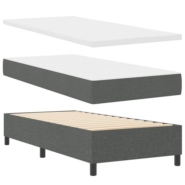 vidaXL Lit &agrave; ressorts avec matelas Gris fonc&eacute; 100 x 200 cm tissu