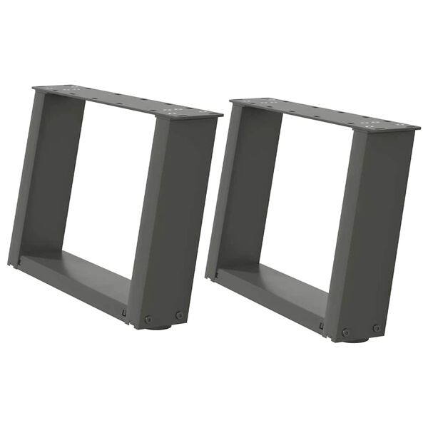 vidaXL Pieds de table basse en U 2 pi&egrave;ces Anthracite 40 x (30-31) cm Acier