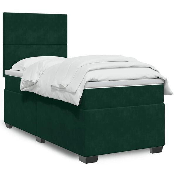 vidaXL Sommier &agrave; lattes de lit avec matelas Vert fonc&eacute; 90x190 cm