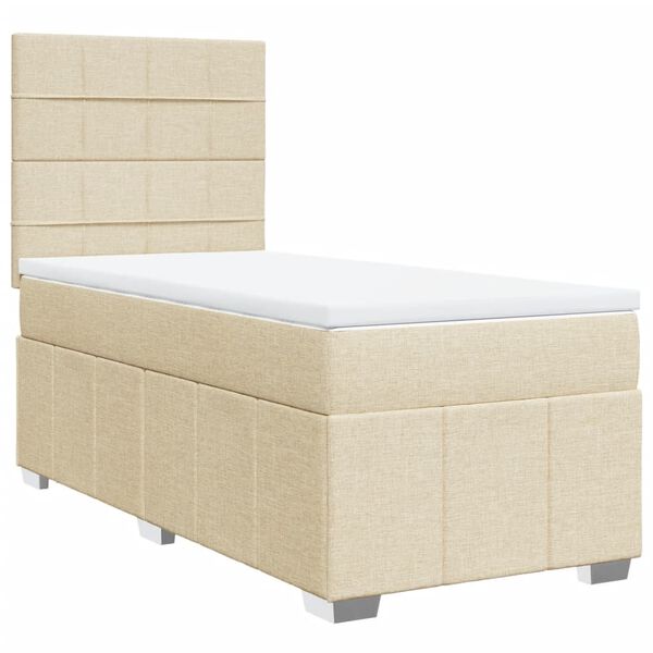 vidaXL Sommier &agrave; lattes de lit avec matelas Cr&egrave;me 90x200 cm Tissu
