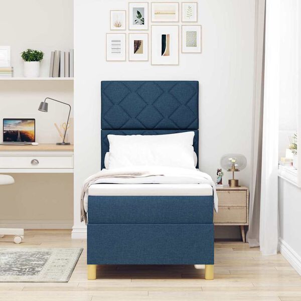 vidaXL Lit &agrave; ressorts avec matelas Bleu 80 x 200 cm tissu