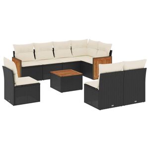 vidaXL Salon de jardin 9 pcs avec coussins noir r&eacute;sine tress&eacute;e