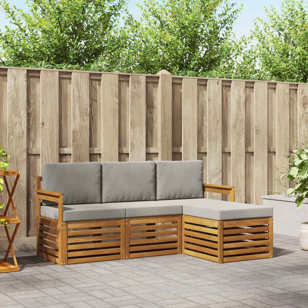 vidaXL Ensembles de canap&eacute;s avec coussin 4 pcs Gris Naturel et Clair