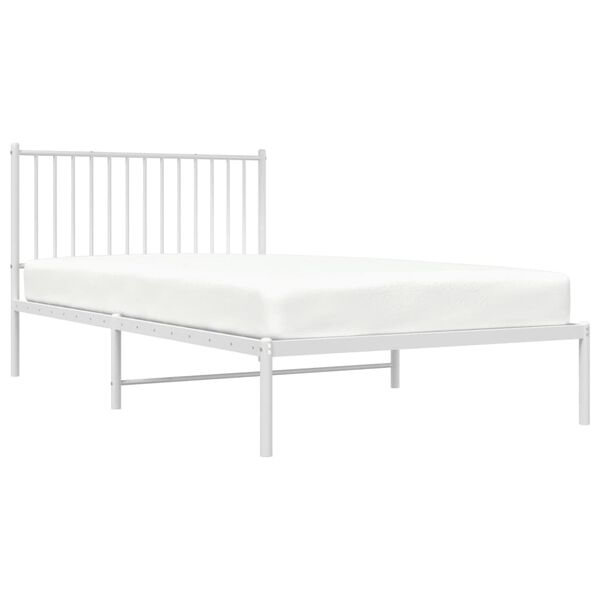 vidaXL Cadre de lit m&eacute;tal sans matelas et t&ecirc;te de lit blanc 107x203 cm