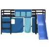 vidaXL Lit mezzanine enfants avec rideaux sans matelas bleu 90x200cm