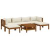 vidaXL Salon de jardin 7 pcs avec coussin cr&egrave;me Bois d'acacia solide