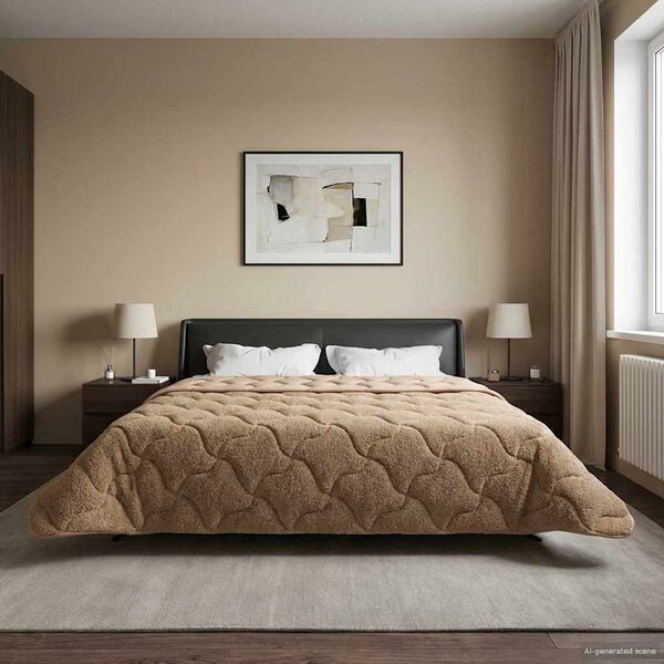 vidaXL Duvet d'hiver Taupe 220 x 260 cm Microfibre et polaire Teddy