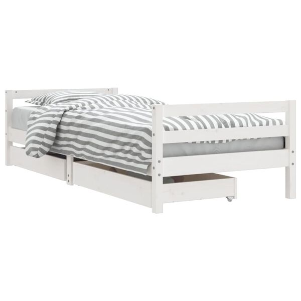 vidaXL Cadre de lit d'enfants tiroirs blanc 90x190 cm bois pin massif