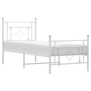 vidaXL Cadre de lit m&eacute;tal sans matelas avec pied de lit blanc 80x200cm
