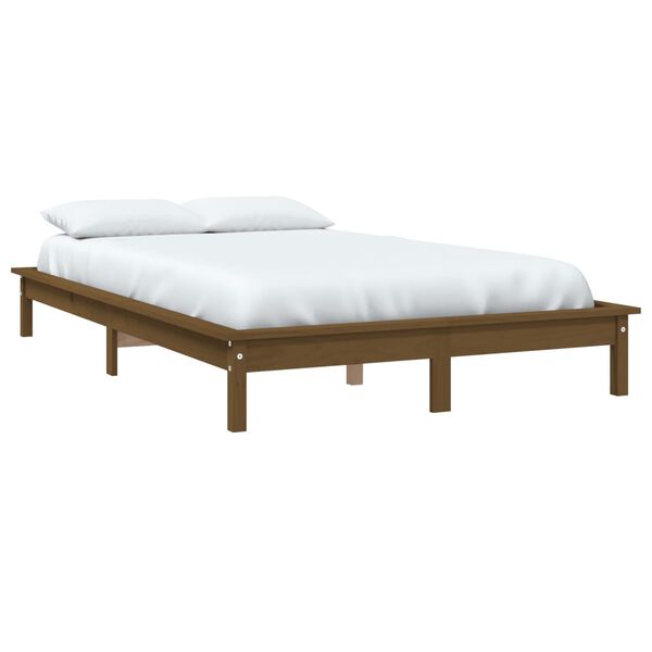 vidaXL Cadre de lit sans matelas marron miel 120x200 cm bois massif