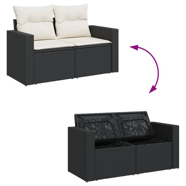 vidaXL Salon de jardin 12 pcs avec coussins noir r&eacute;sine tress&eacute;e
