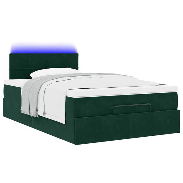 vidaXL Cadre de lit ottoman avec matelas vert fonc&eacute; 120x200 cm velours