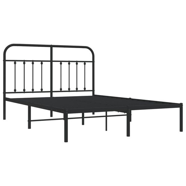 vidaXL Cadre de lit métal sans matelas avec tête de lit noir 140x200cm