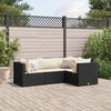vidaXL Salon de jardin 4 pcs avec coussins Noir Résine tressée
